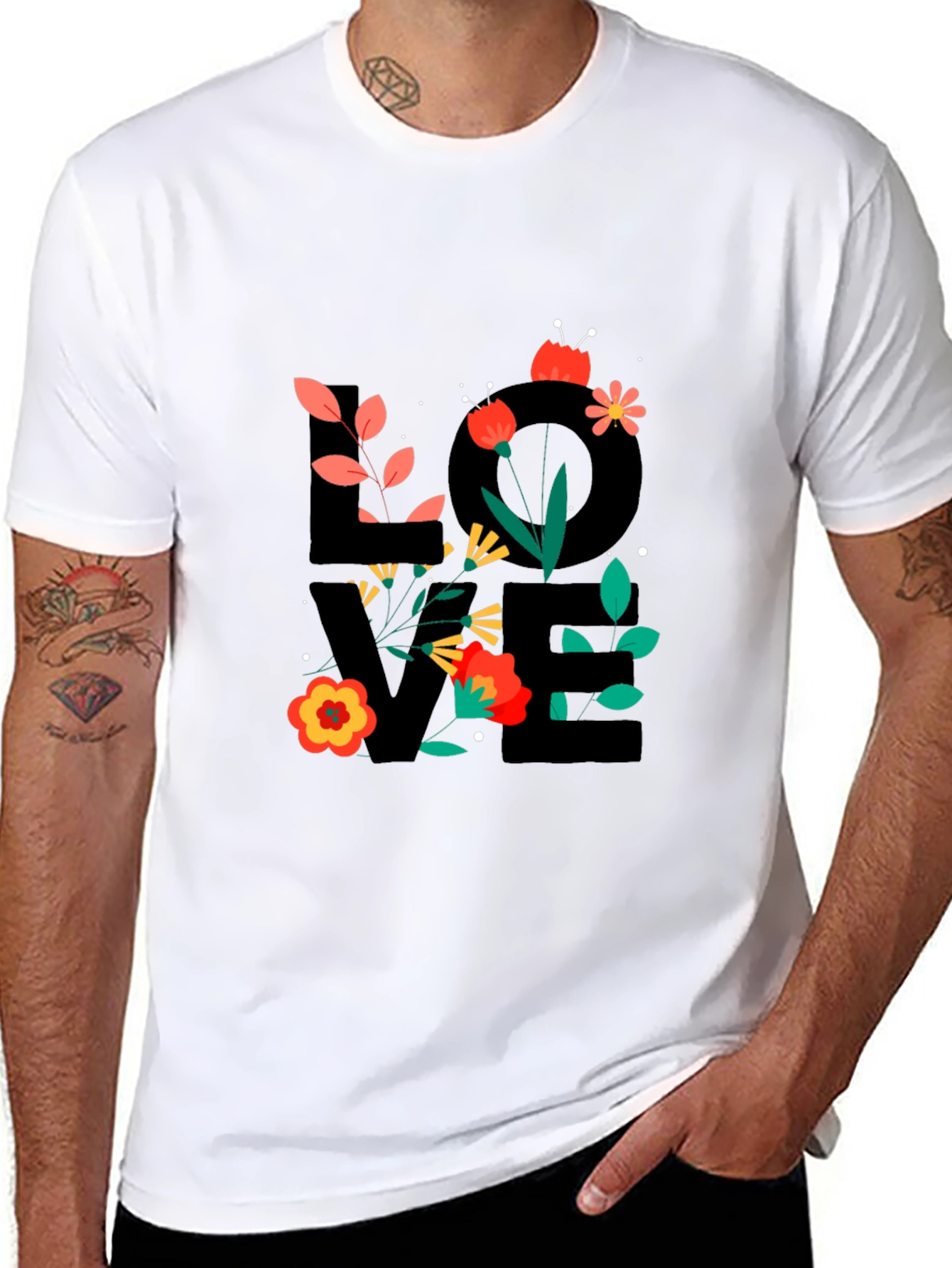 Black Floral LOVE Graphic T-Shirt - Trendy Casual Tee view 8