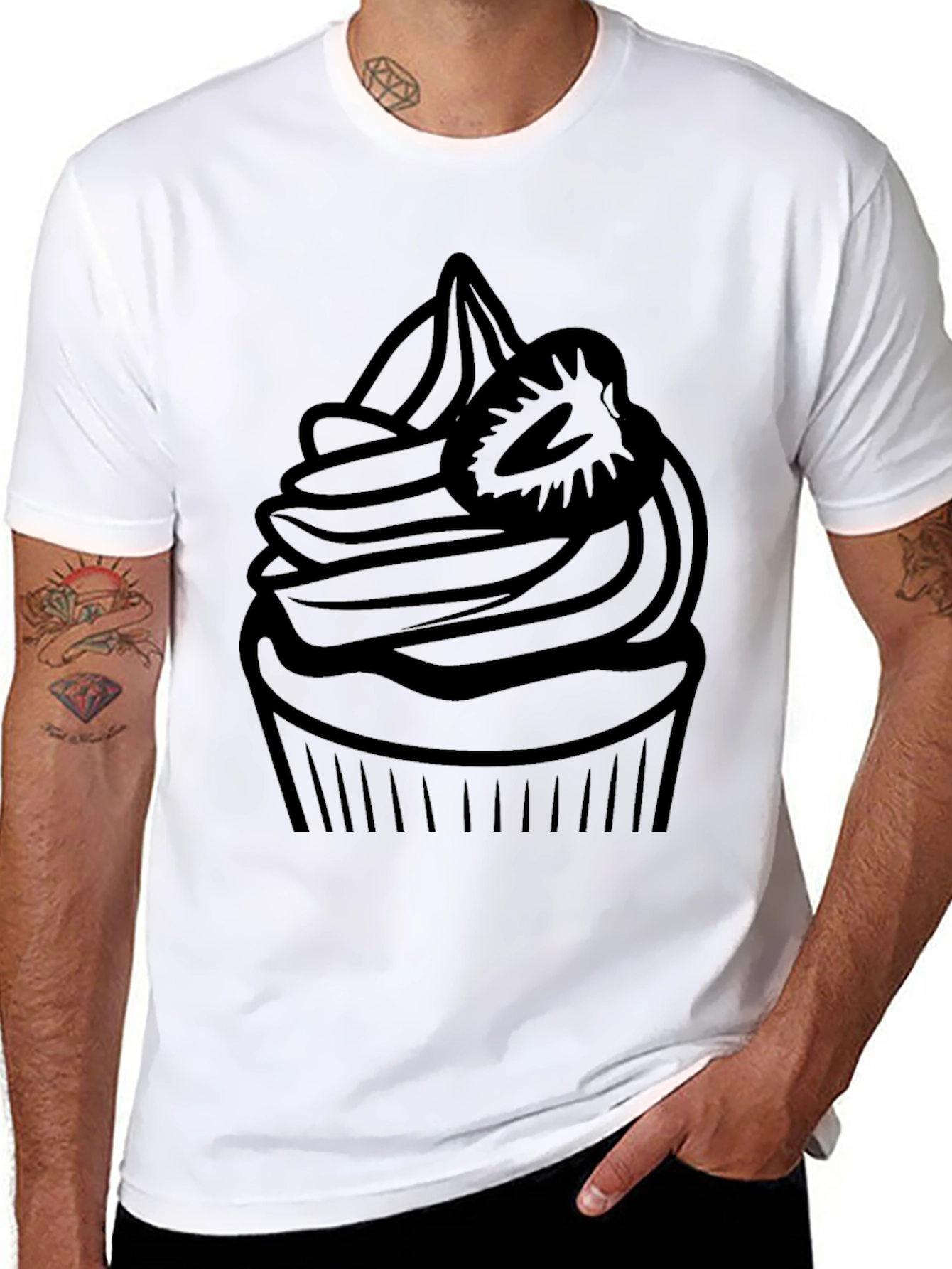 Black Cupcake Graphic Black T-Shirt view 8