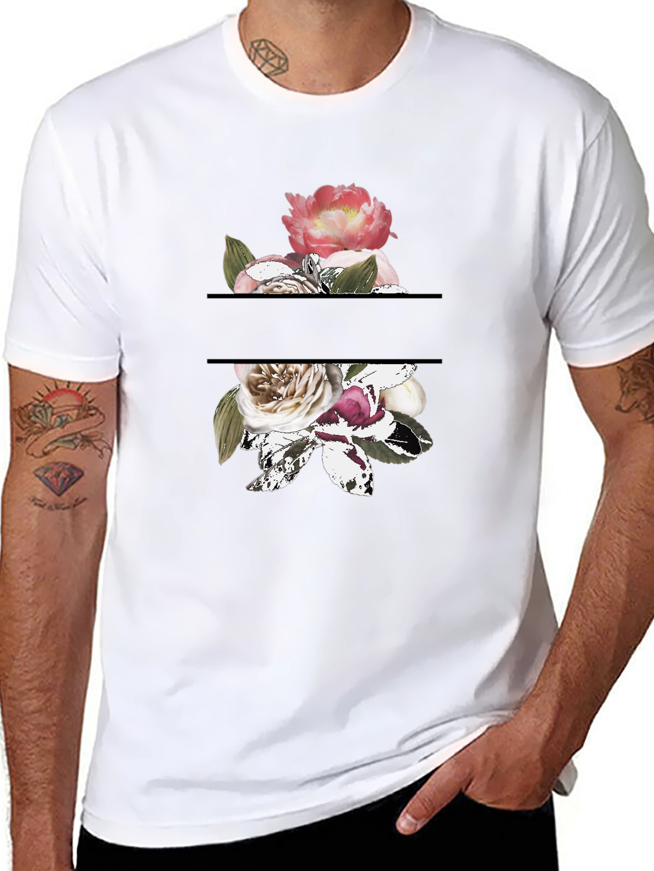 Black Floral Graphic Tee view 8