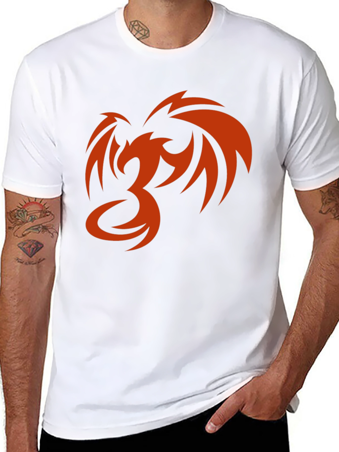 Black Phoenix Graphic Print Men's Black T-Shirt view 8