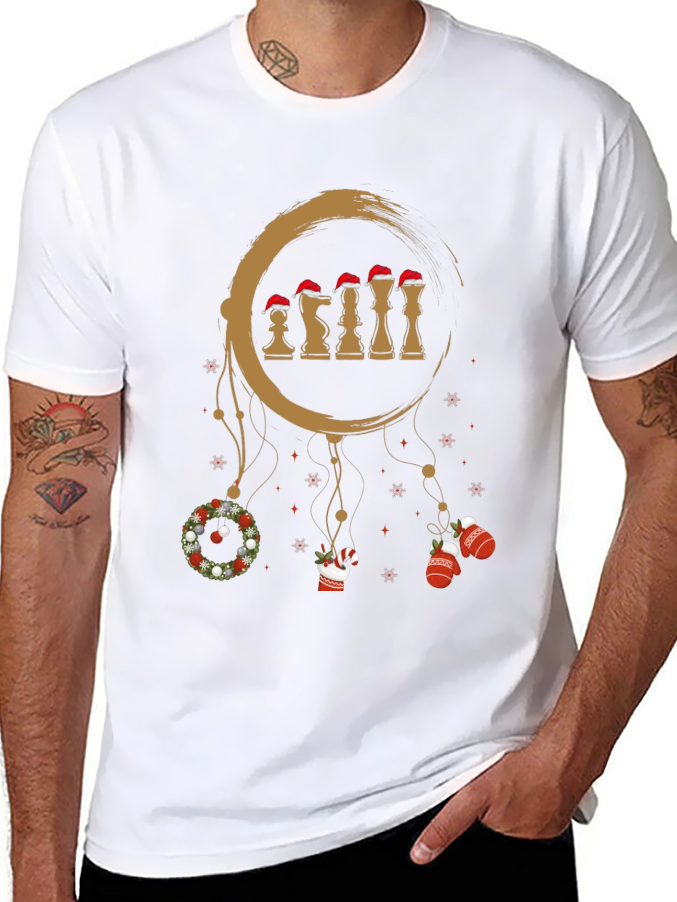 Black Festive Chess Dreamcatcher Tee - Holiday Edition view 8