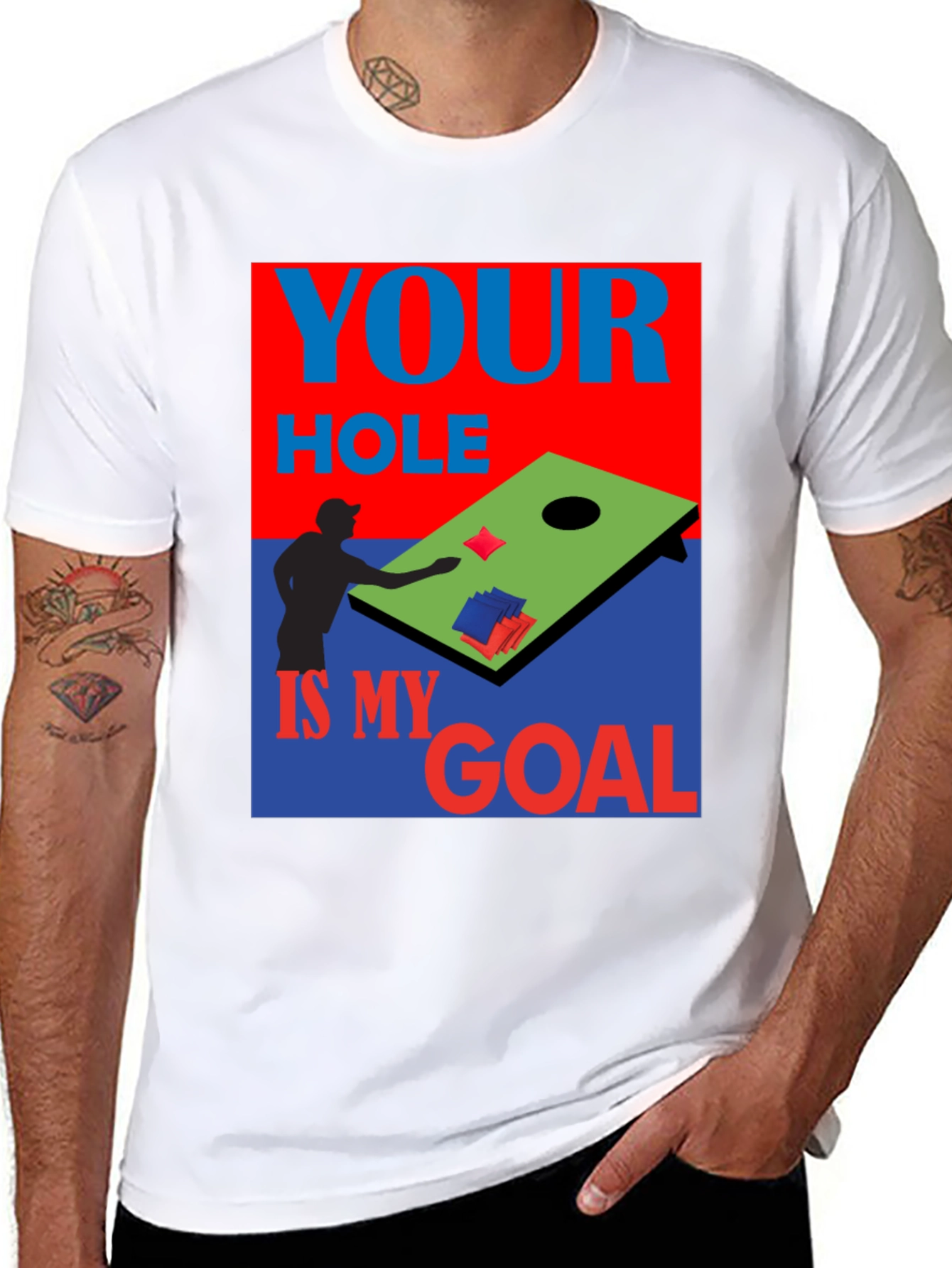 Black Cornhole T-Shirt: Your Hole is My Goal view 8