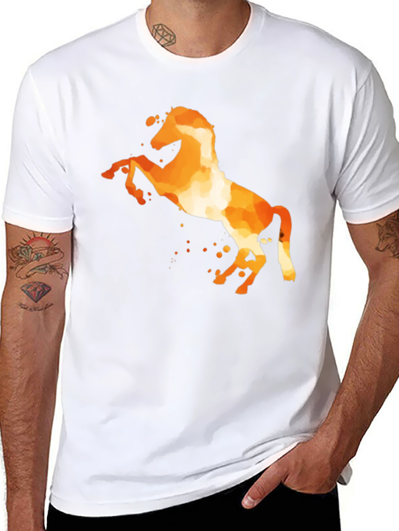 Black Fiery Horse Graphic Tee - Black Cotton Blend view 8