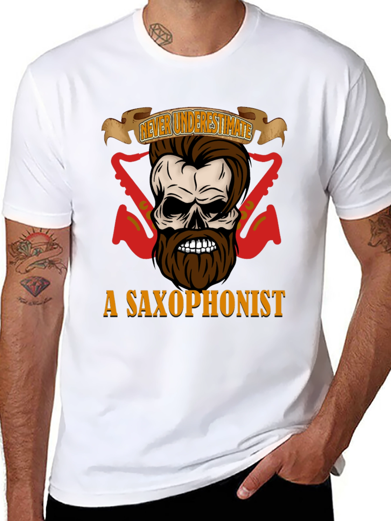 Black Never Underestimate a Saxophonist T-Shirt view 8