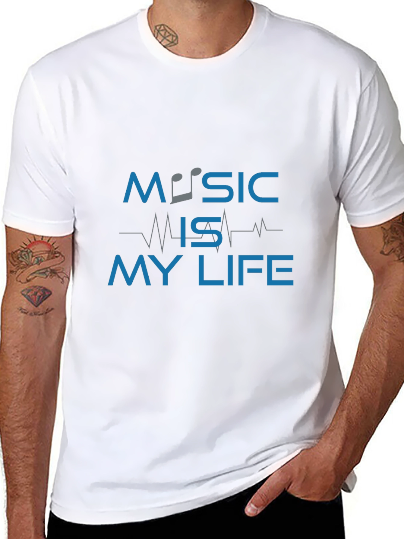 Black Music is My Life Graphic Tee - Men's Black T-Shirt view 8