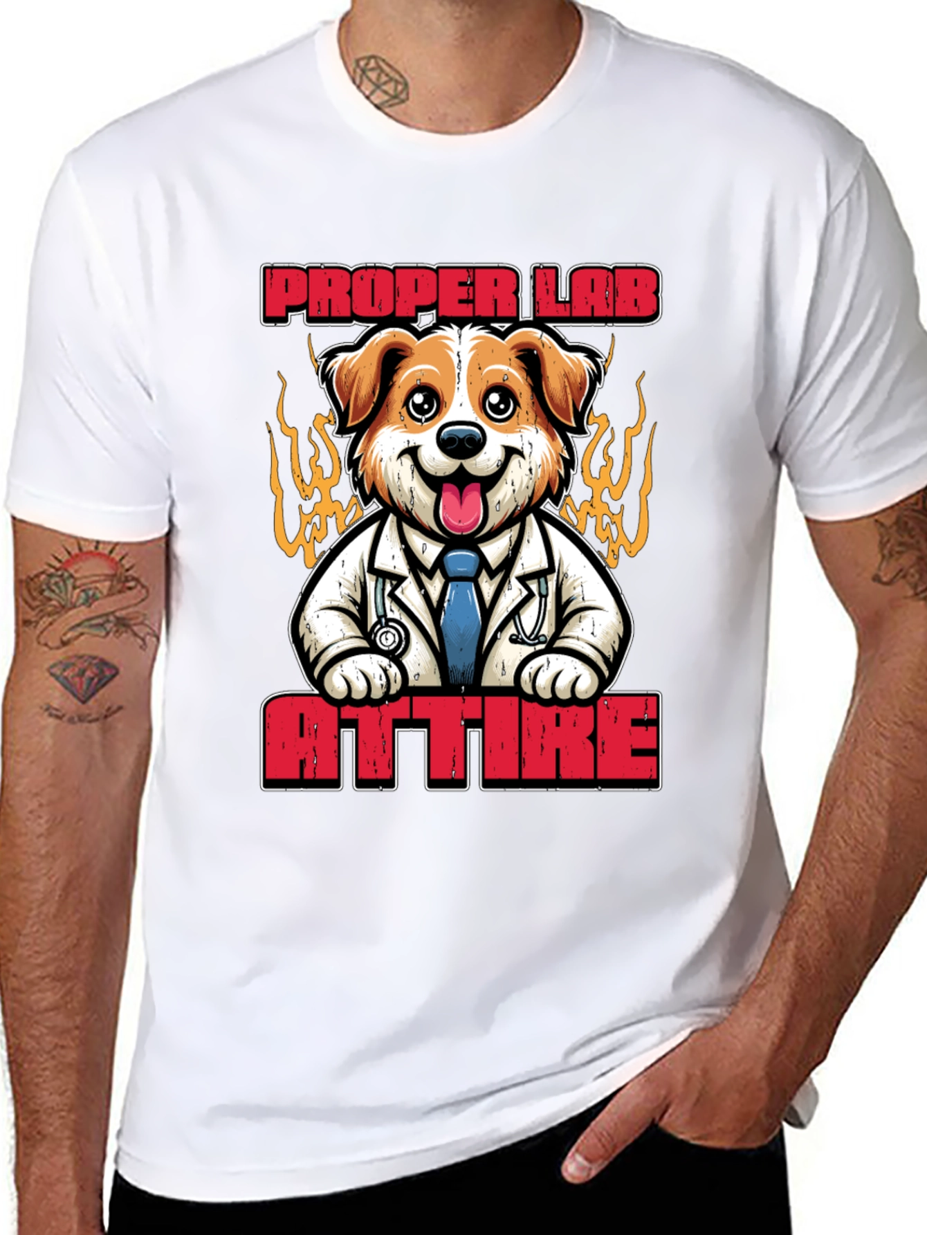 Black Proper Lab Attire T-Shirt: Dog Doctor Tee view 8