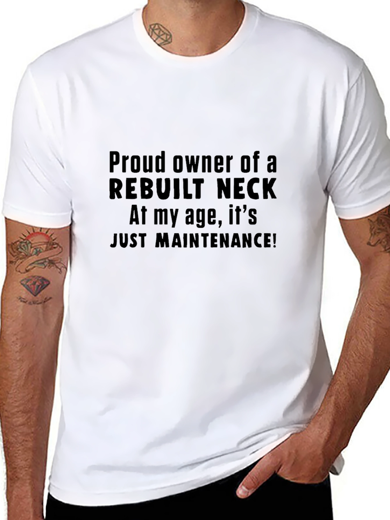 Black Rebuilt Neck T-Shirt Funny Aging Gift view 8