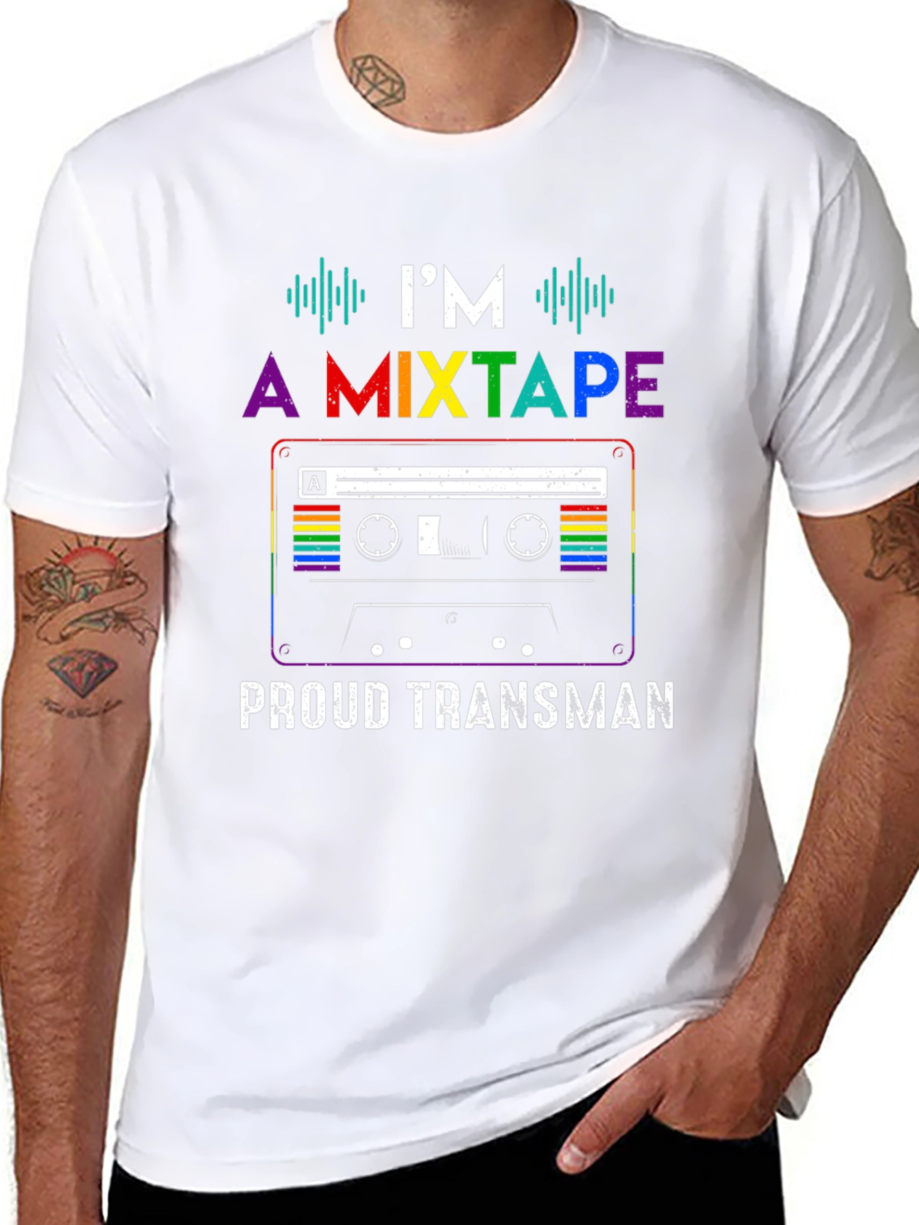 Black Proud Transman Mixtape Graphic T-Shirt view 8