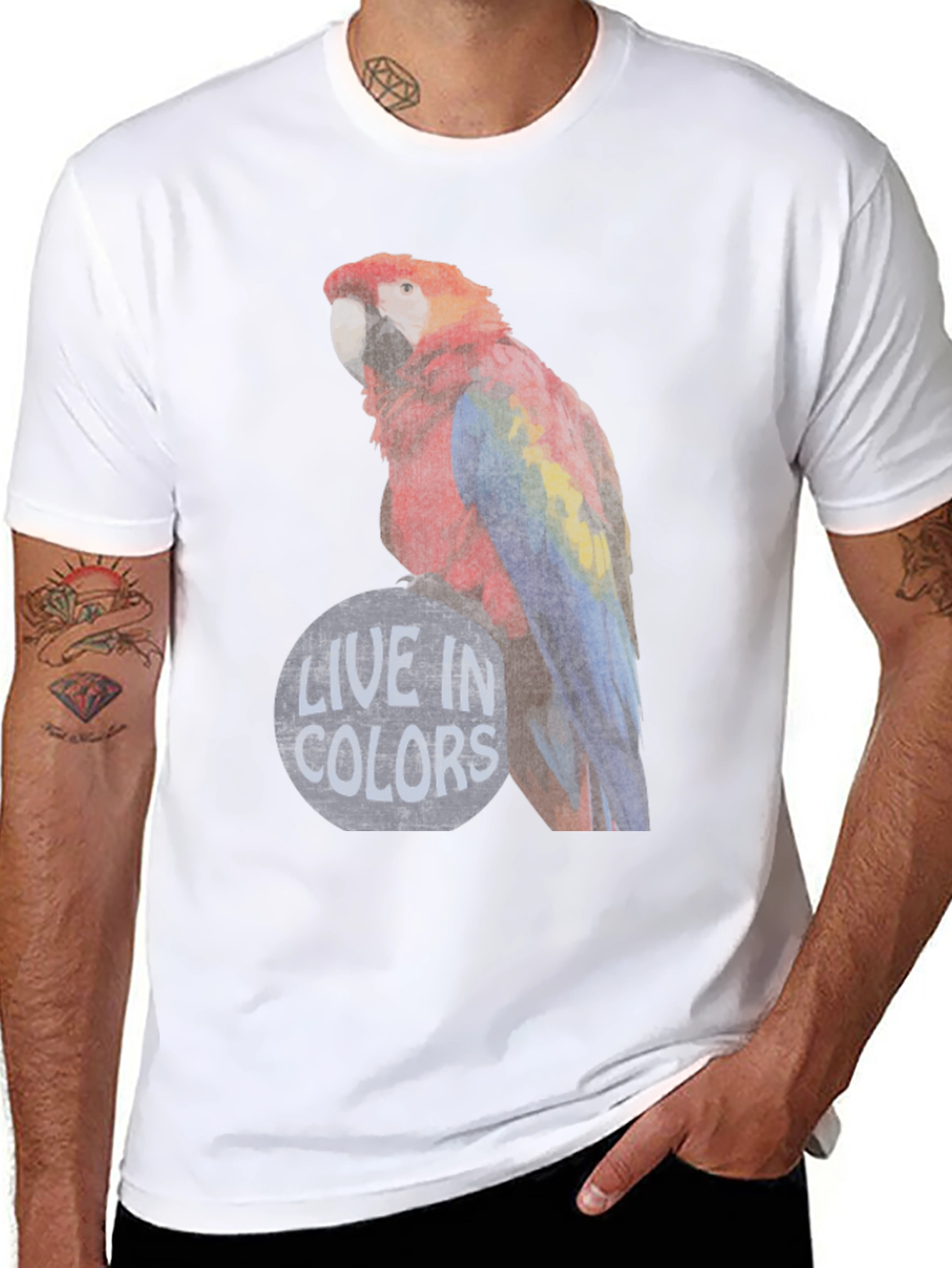 Black Live in Colors Parrot Graphic Tee view 8