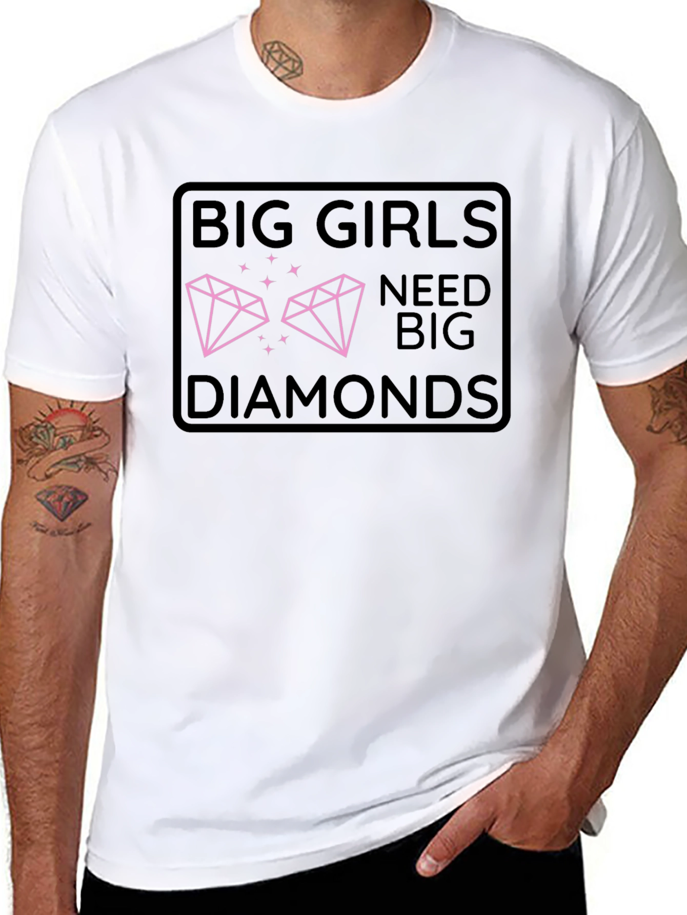 Black Big Girls Need Big Diamonds Graphic Tee view 8