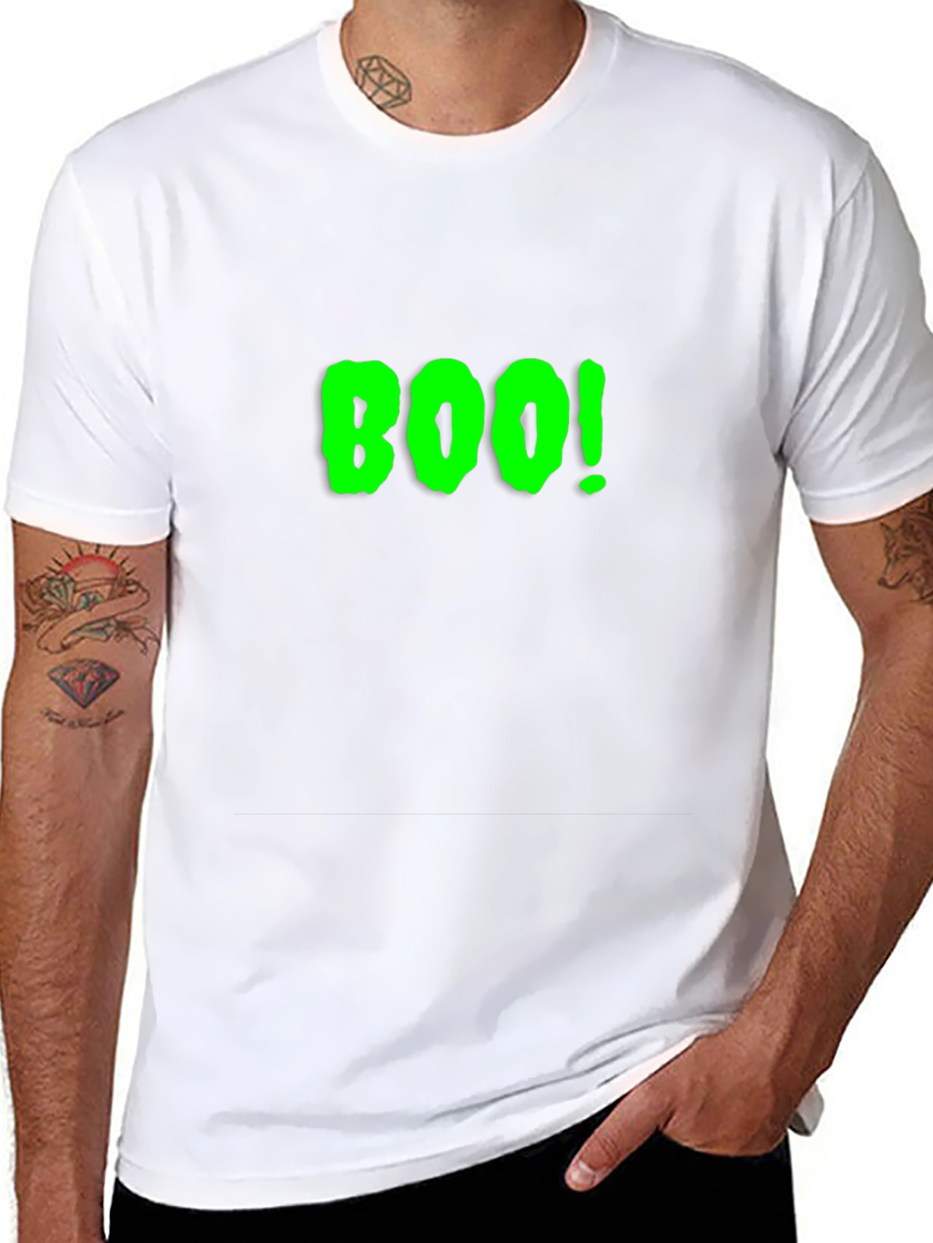 Black Boo! Black Cotton Graphic Tee view 8