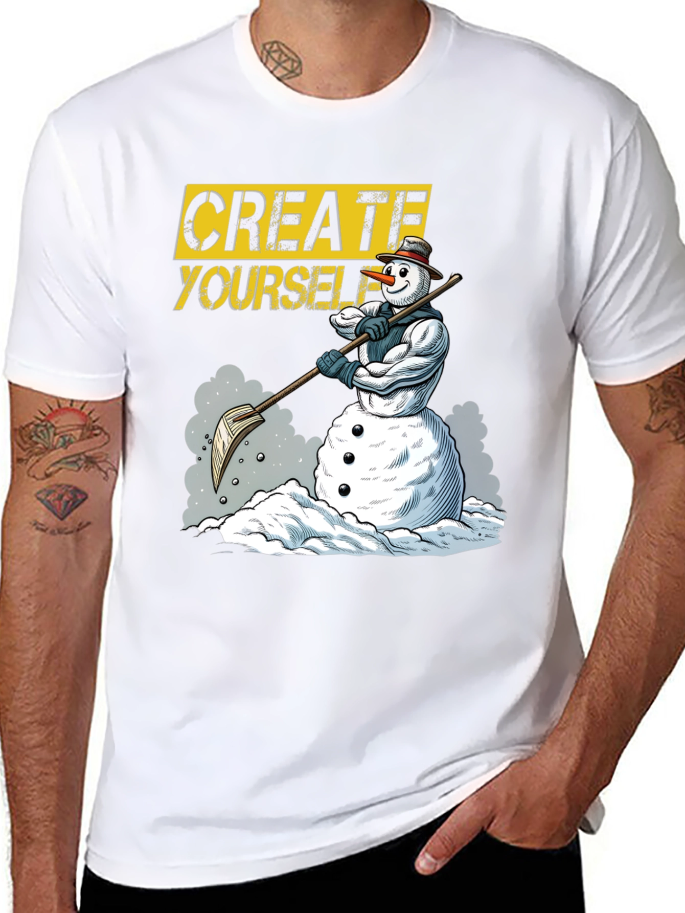 Black Create Yourself Graphic Tee - Snowman Design view 8