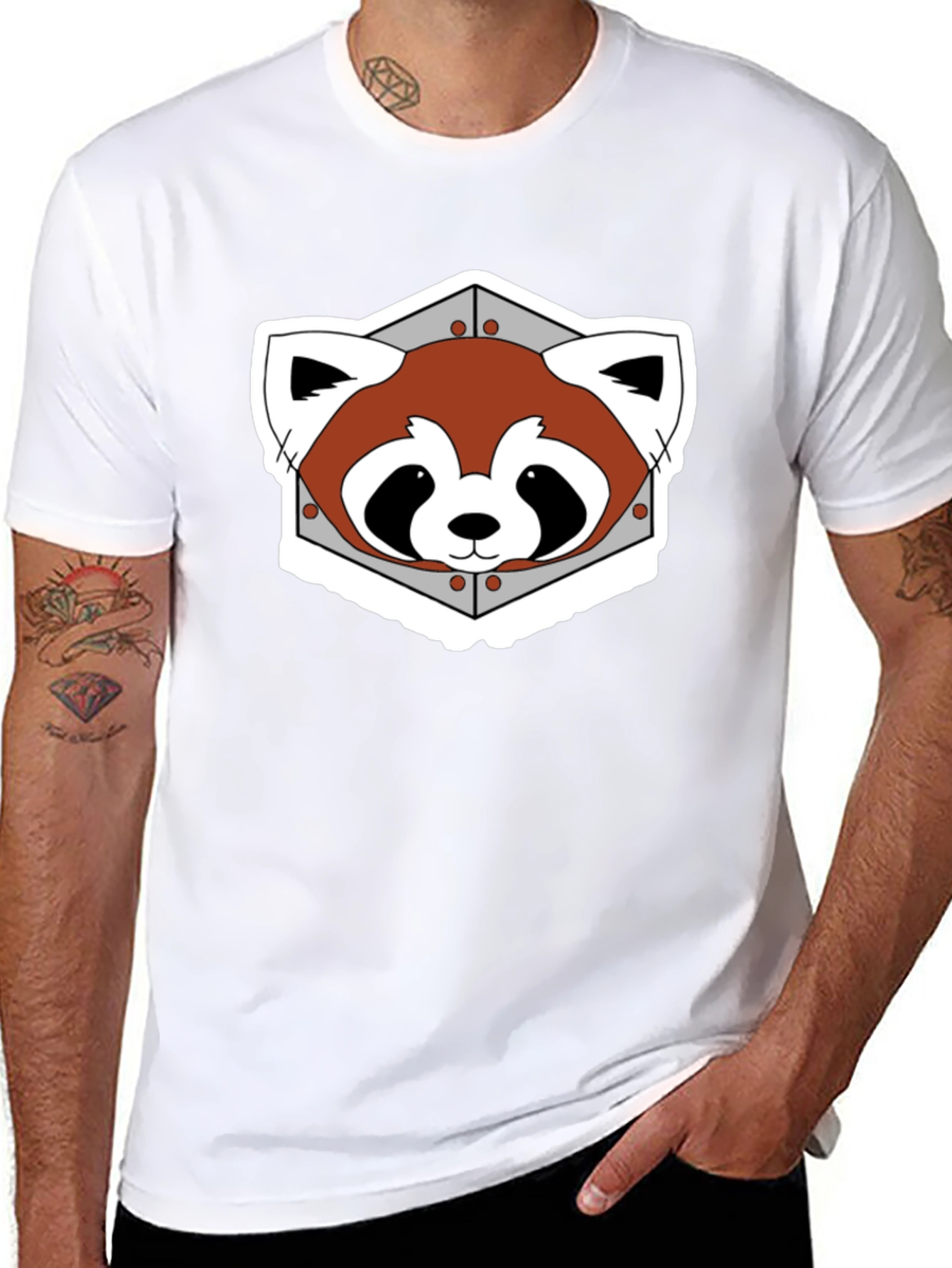 Black Red Panda Graphic Tee - Black Cotton Blend view 8