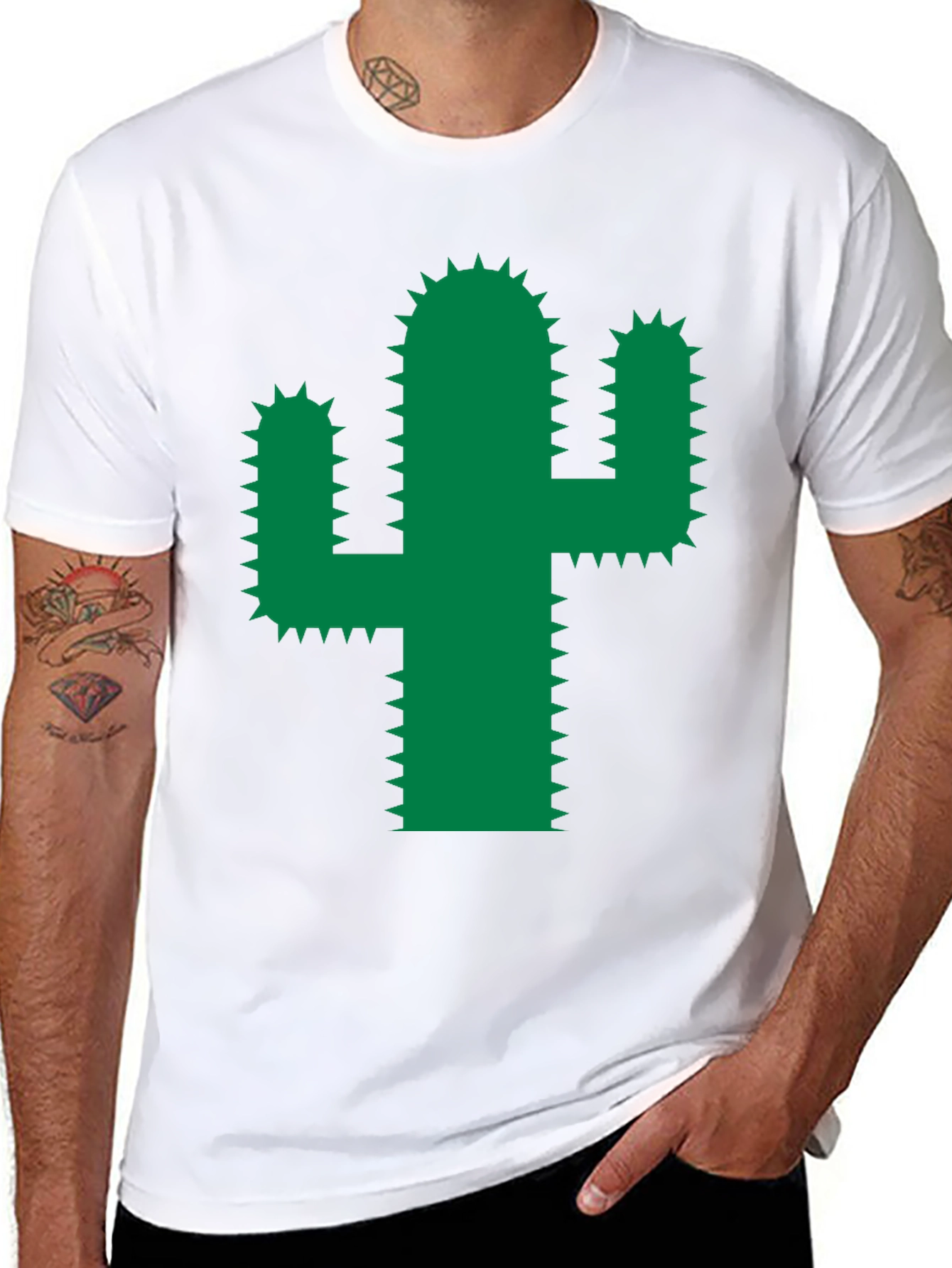 Black Cactus Graphic Tee - Trendy Green Desert Plant Shirt view 8