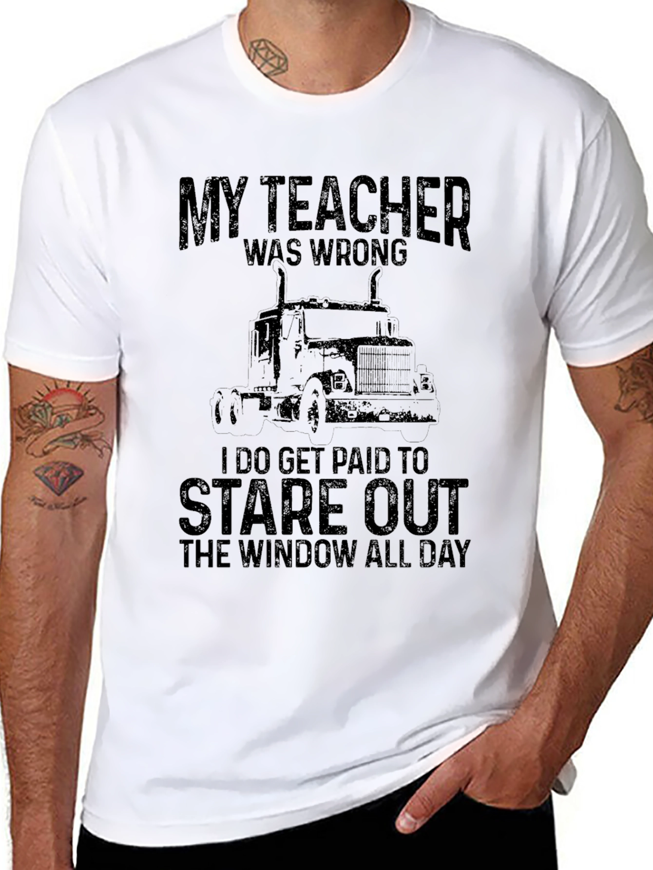 Black Trucker T-Shirt - My Teacher Was Wrong view 8
