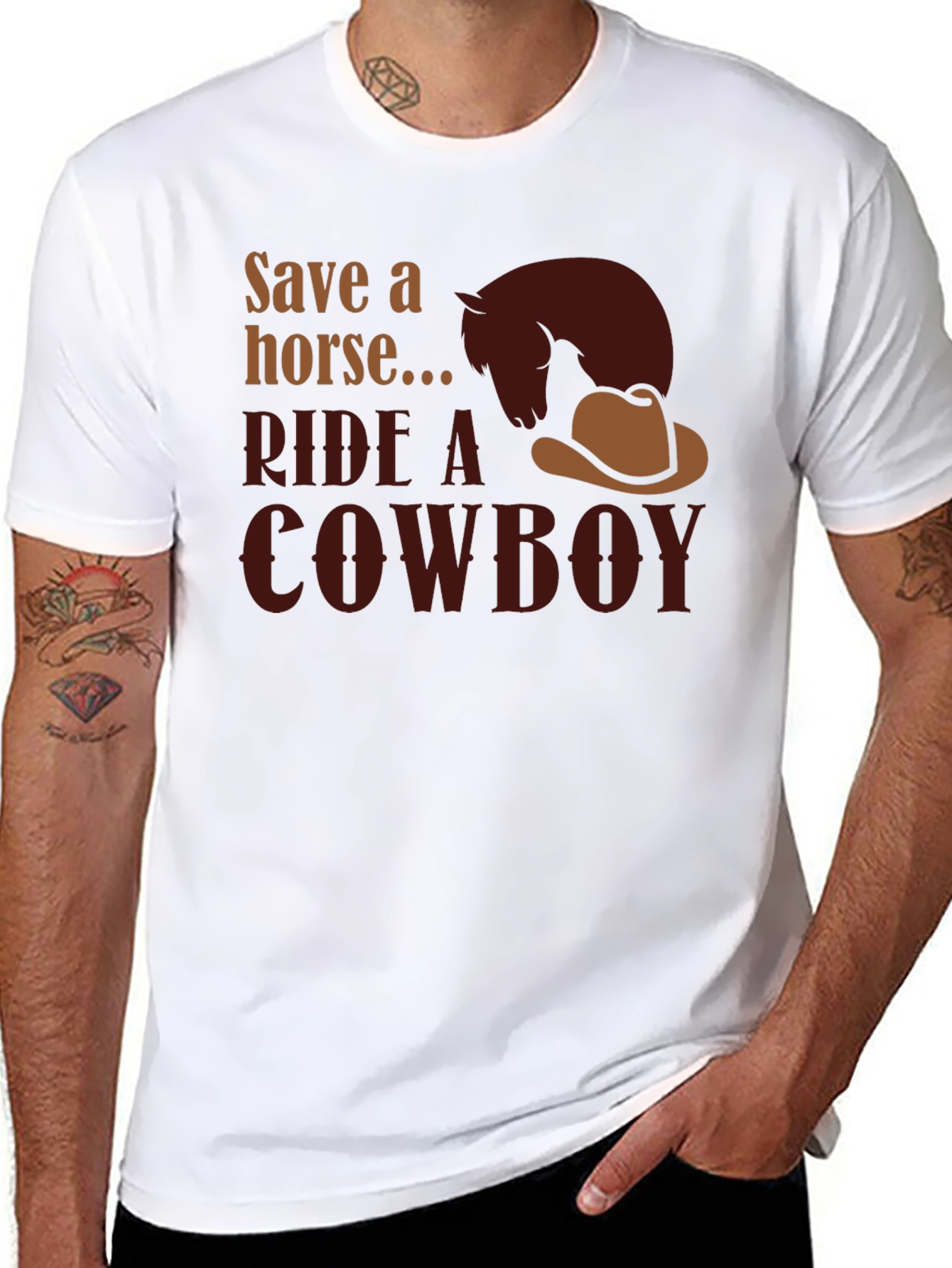 Black Save a Horse Ride a Cowboy Graphic Tee view 8