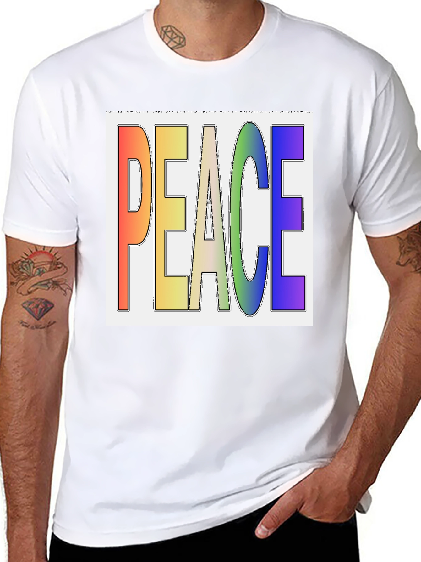 Black Peace Rainbow T-Shirt - Stylish Graphic Tee view 8