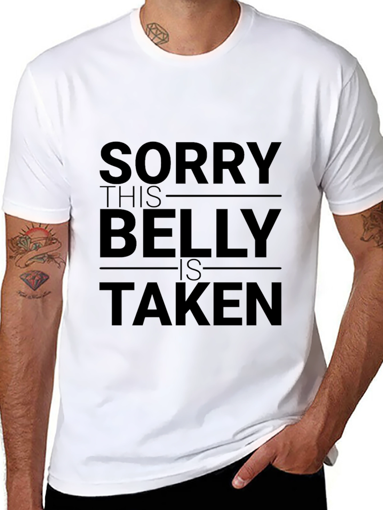 Black Sorry This Belly is Taken Graphic T-Shirt view 8