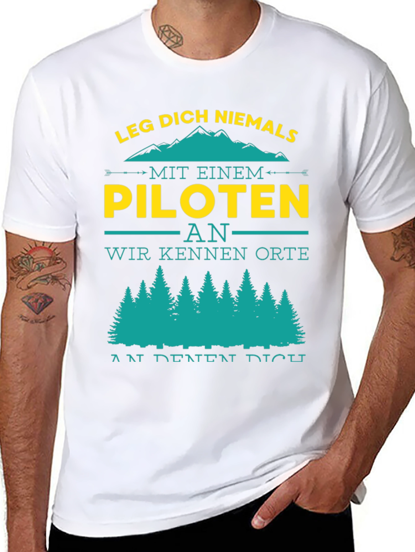 Black Pilot T-Shirt: Leg Dich Niemals An view 8