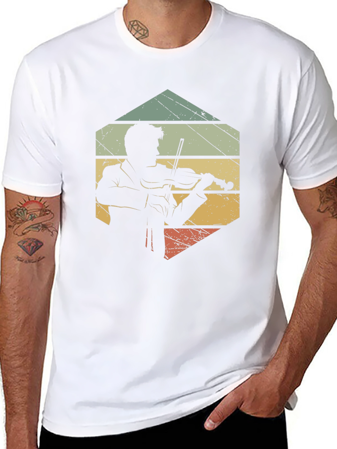 Black Vintage Violinist T-Shirt - Retro Musician Tee view 8