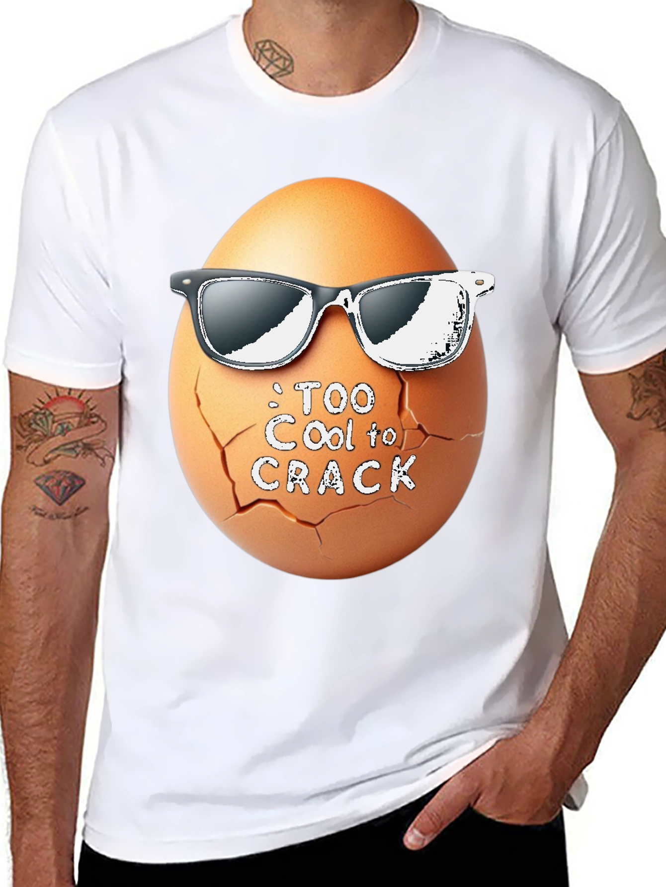 Black Too Cool To Crack T-Shirt Funny Egg with Shades view 8