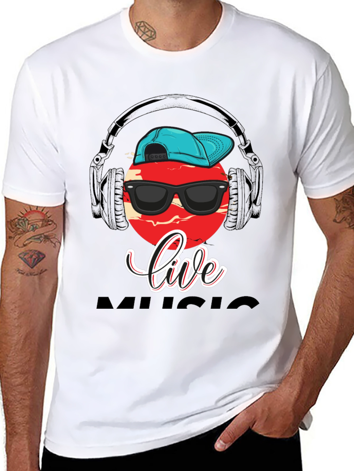 Black Live Music Graphic Print T-Shirt view 8