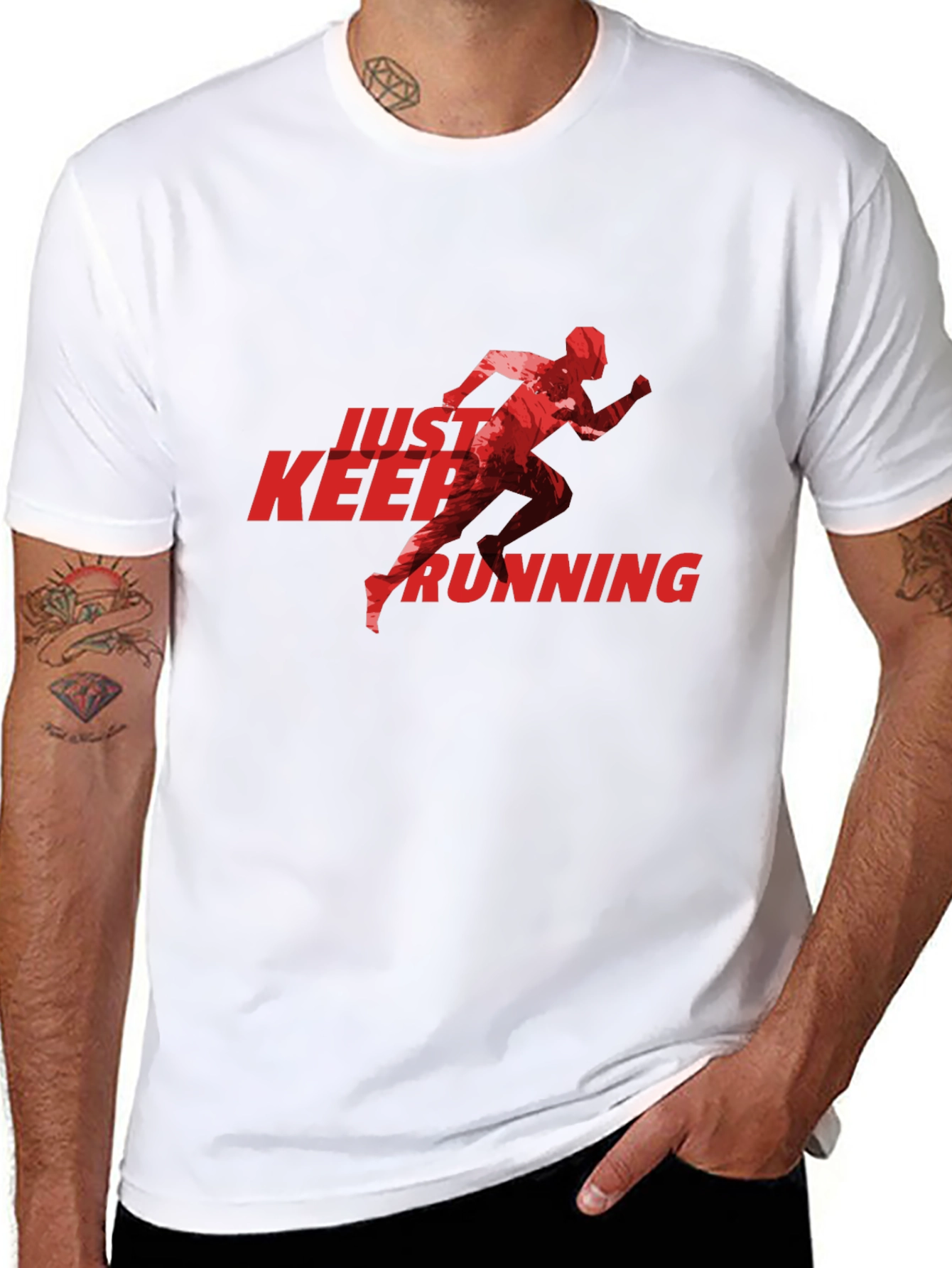 Black Just Keep Running Graphic Tee - Black view 8