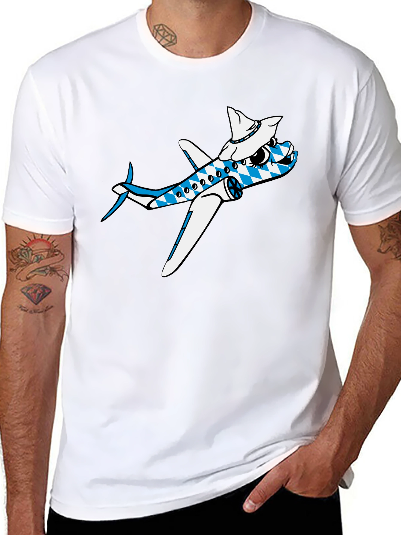 Black Cartoon Airplane Tee view 8