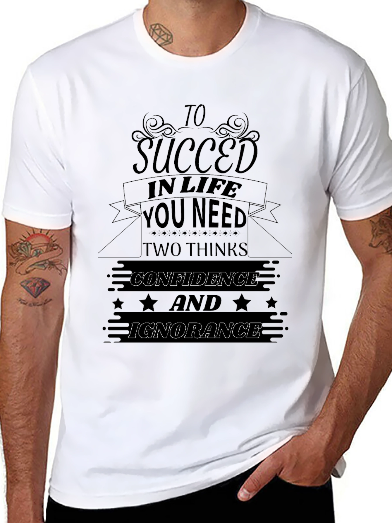 Black Succeed in Life Funny Graphic T-Shirt view 8