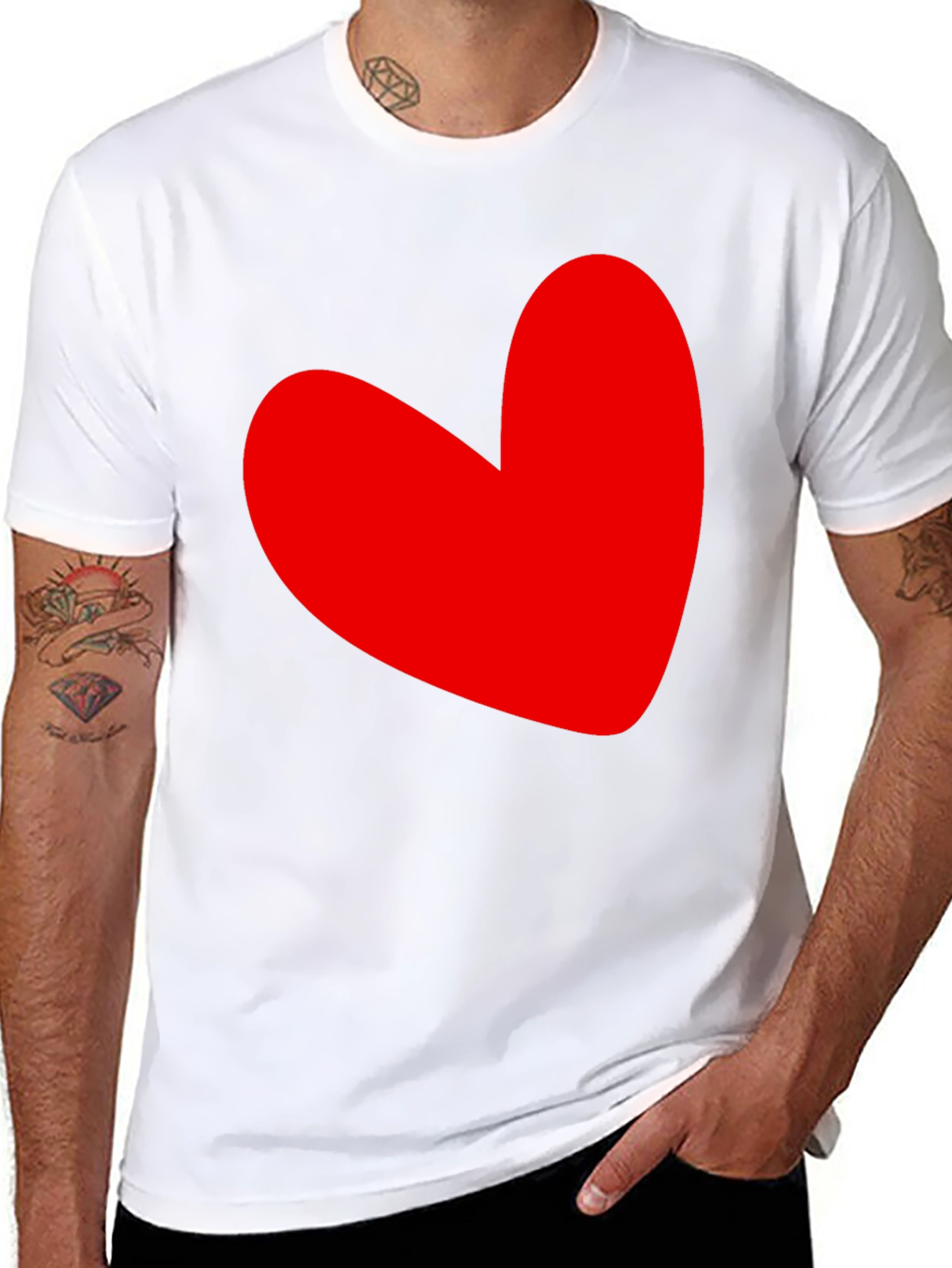 Black Red Heart Graphic Black T-Shirt view 8