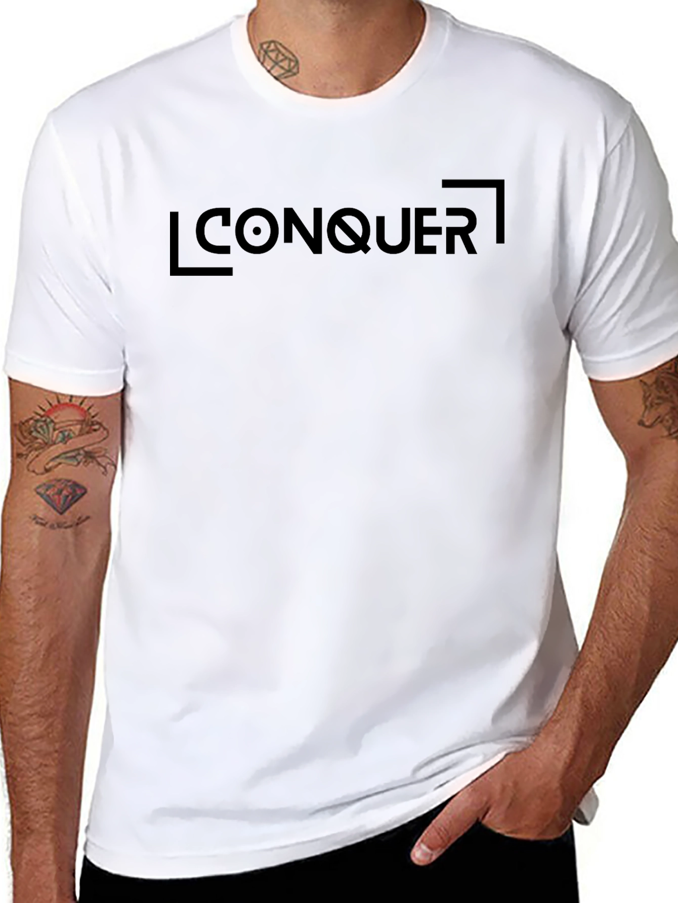 Black Conquer Graphic Tee - Black Cotton Comfort view 8