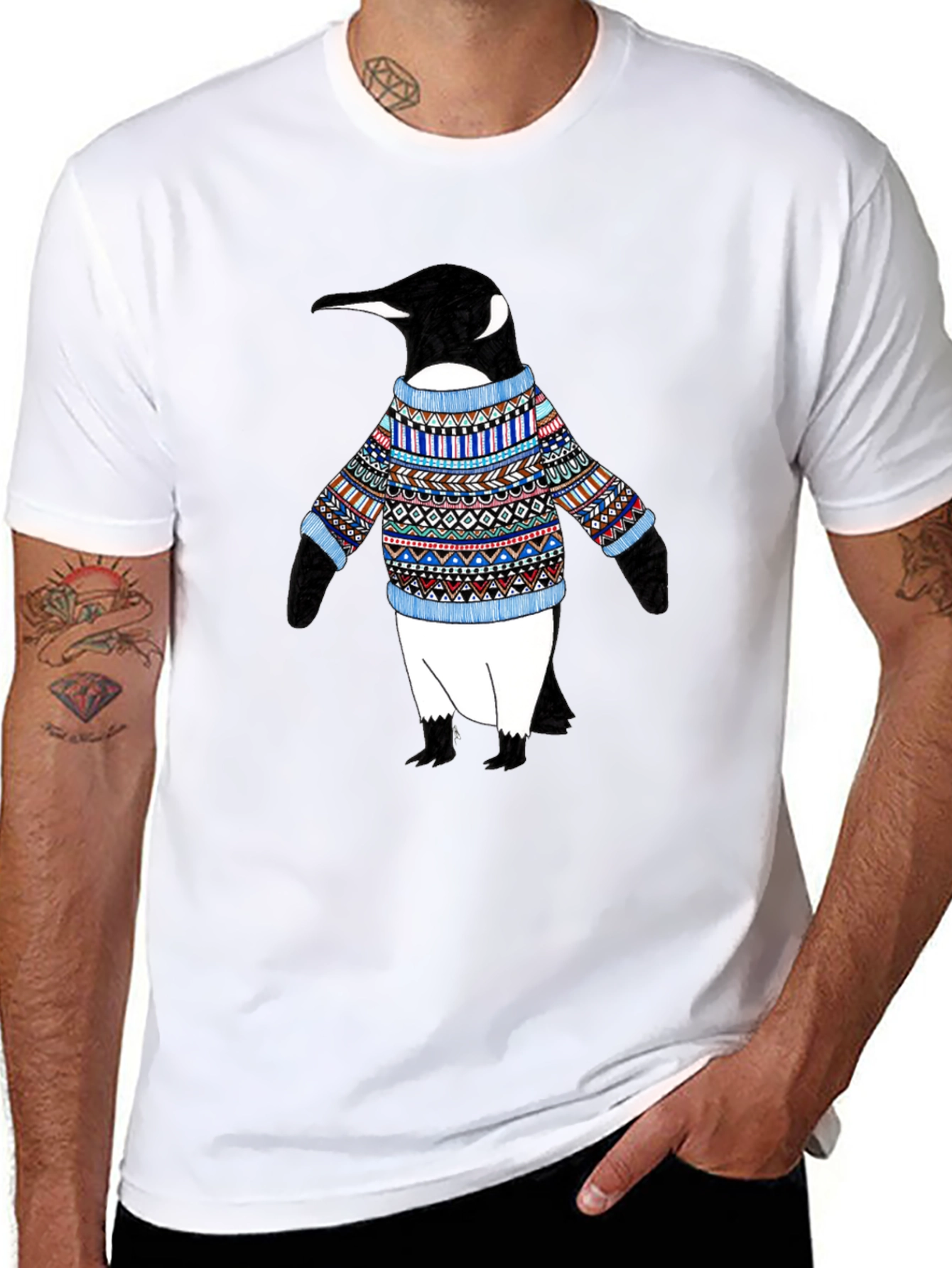 Black Penguin Sweater T-Shirt - Black view 8