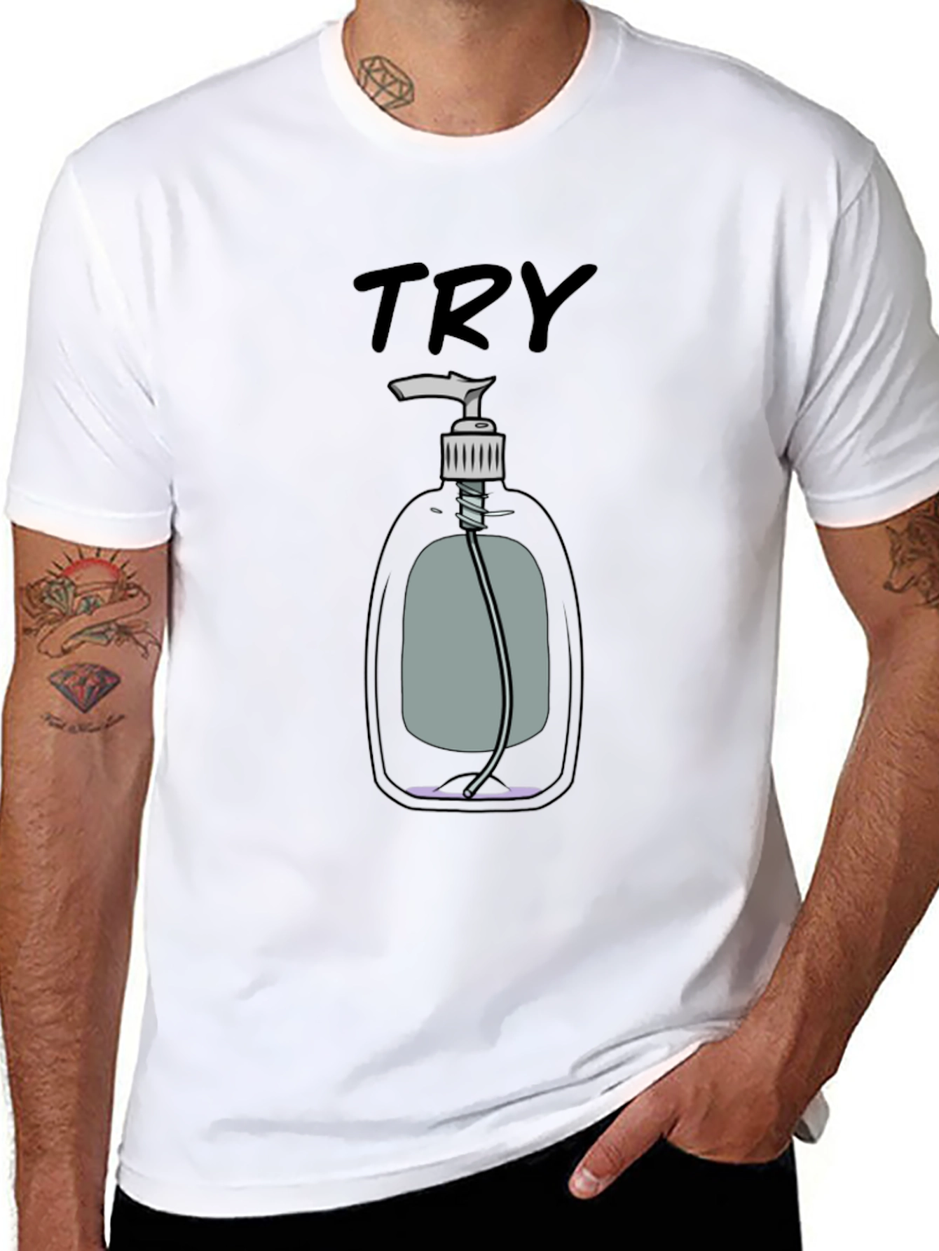 Black Try Hand Sanitizer Graphic T-Shirt view 8