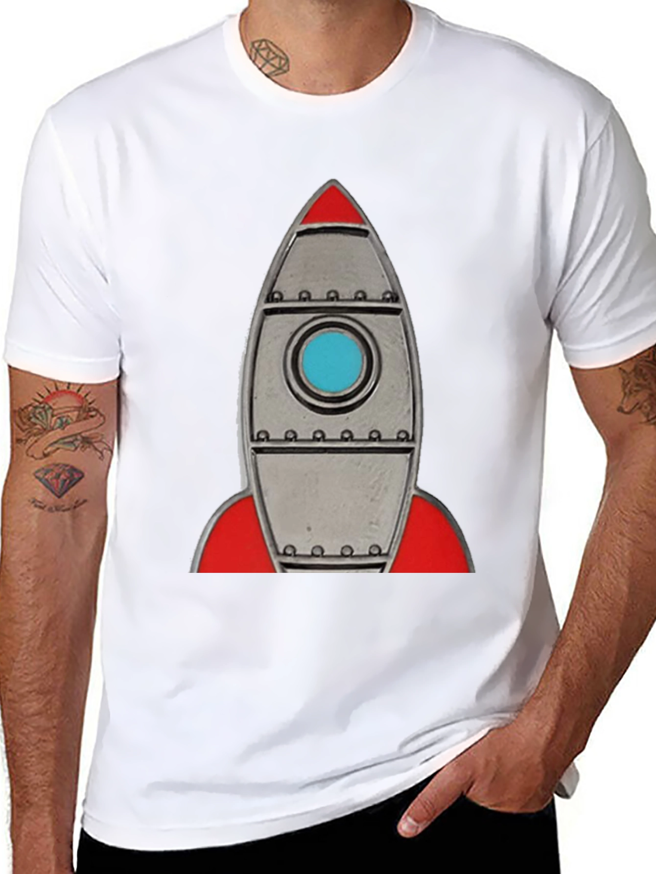 Black Retro Rocket T-Shirt - Space Adventure Tee view 8