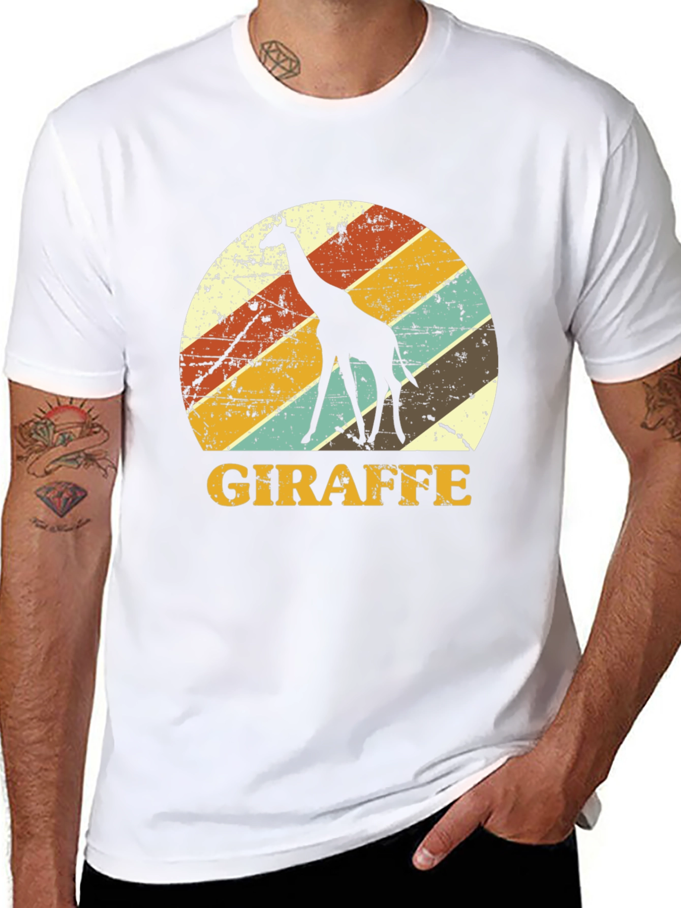 Black Retro Giraffe Graphic Tee - Black view 8