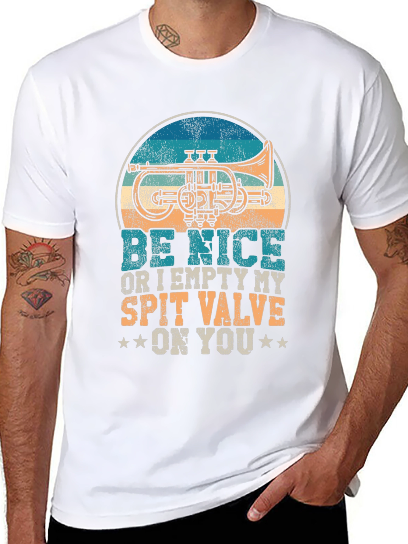Black Be Nice or Empty My Spit Valve Trumpet T-Shirt view 8
