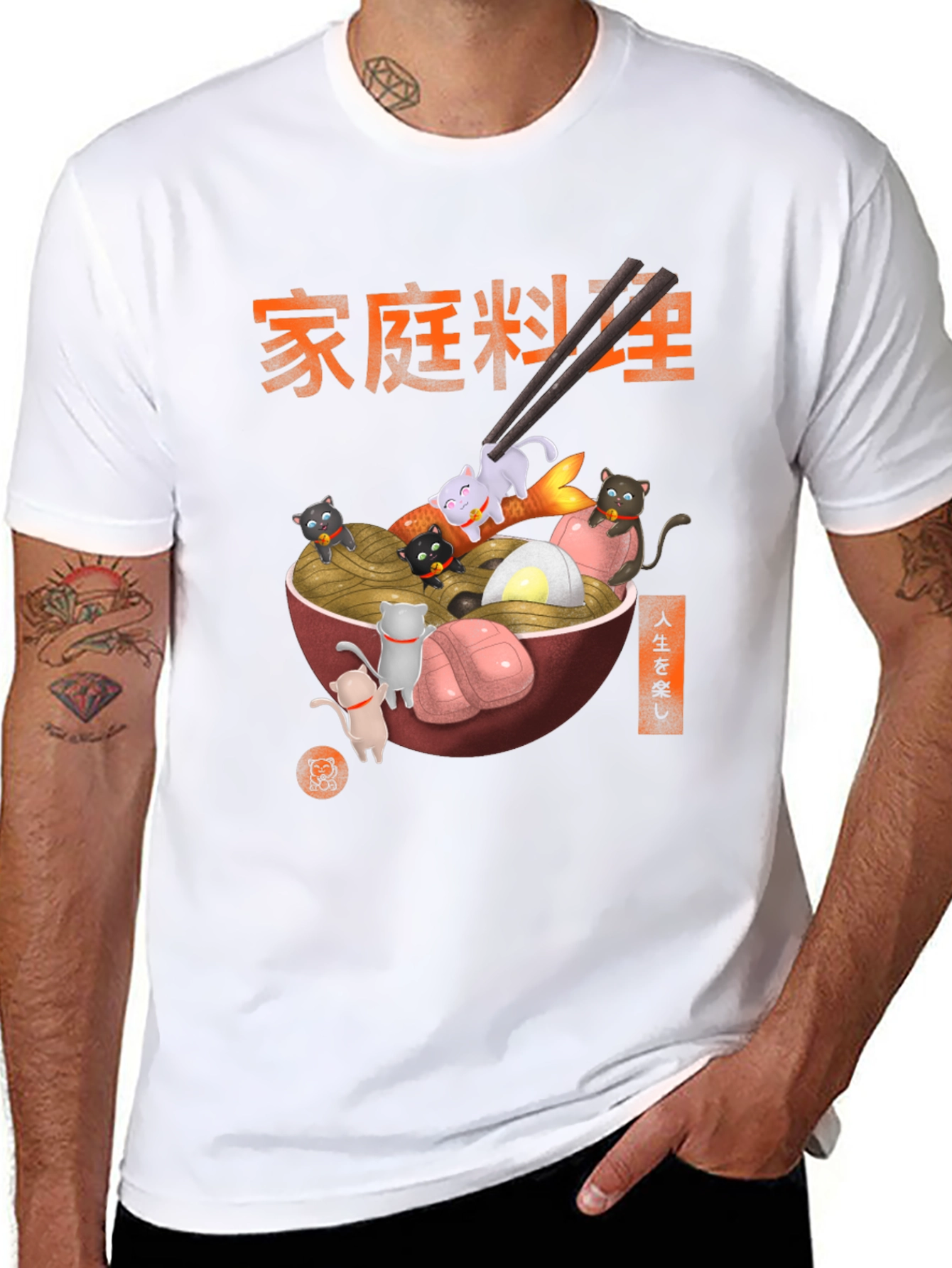 Black Ramen Cat T-Shirt view 8