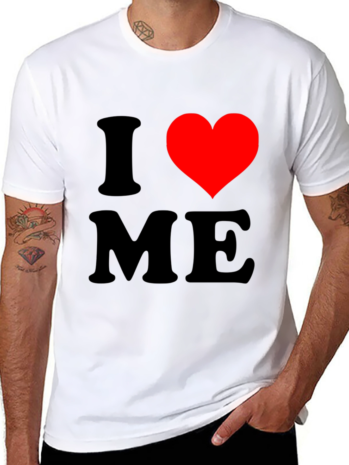 Black I Love Me T-Shirt, Novelty Graphic Tee view 8