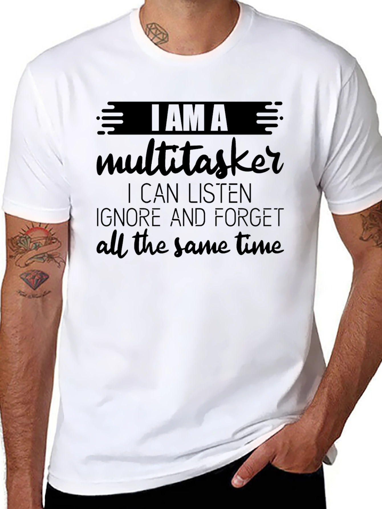 Black Multitasker Funny T-Shirt view 8