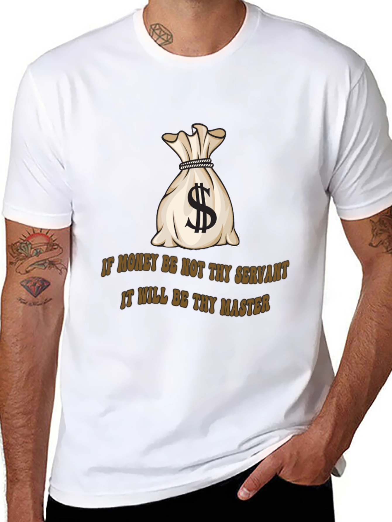 Black Money Bag T-Shirt: If Money Be Not Thy Servant Tee view 8