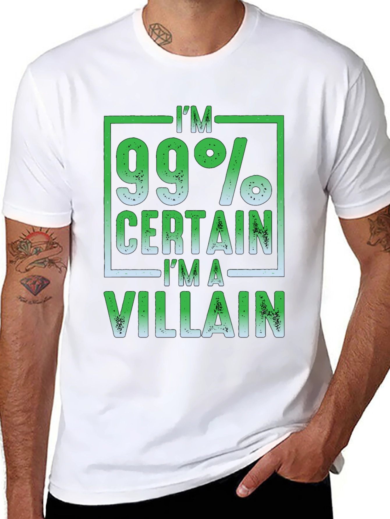 Black 99% Certain I'm a Villain Graphic T-Shirt view 8