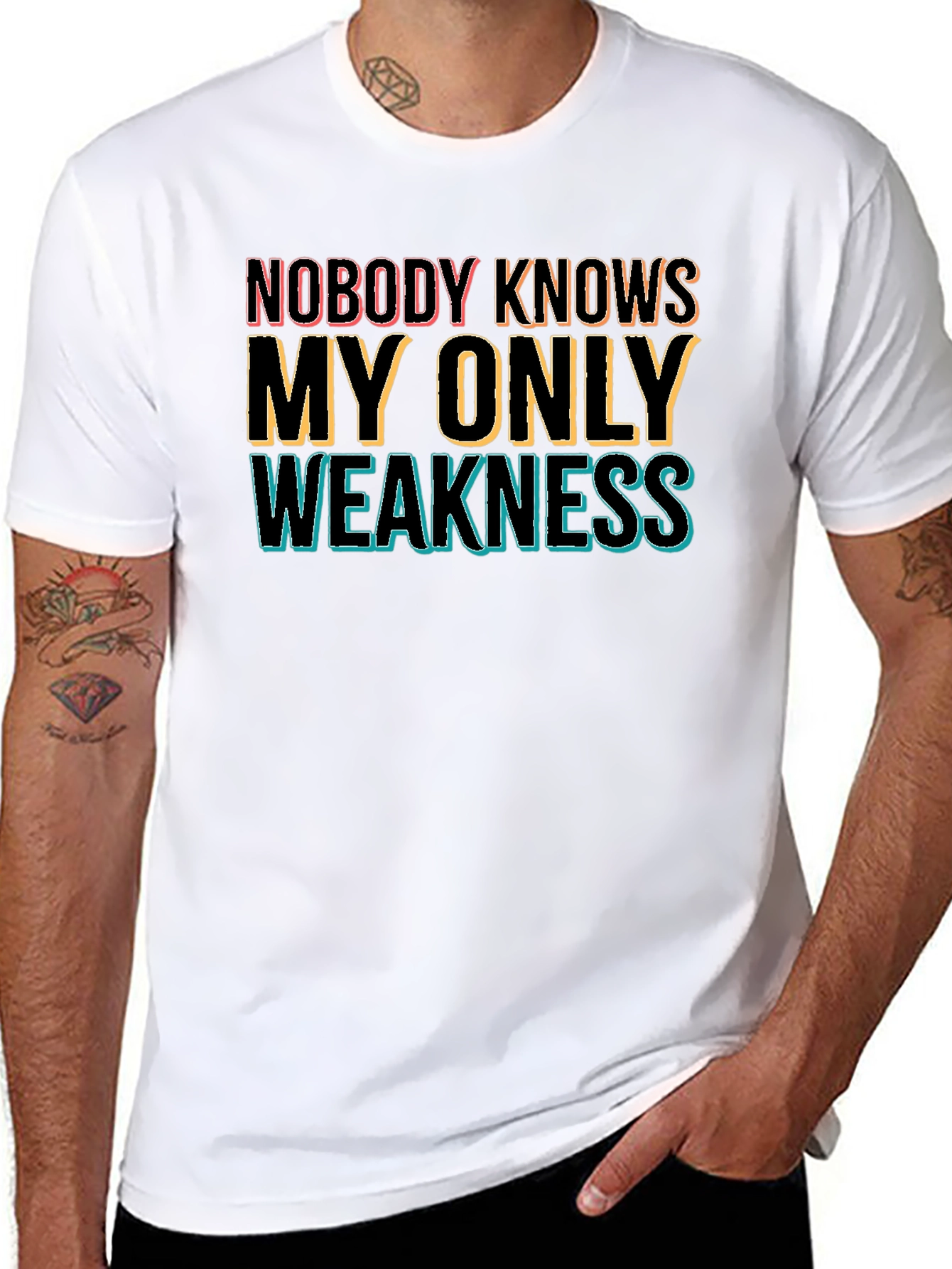 Black Nobody Knows My Only Weakness Graphic Tee view 8