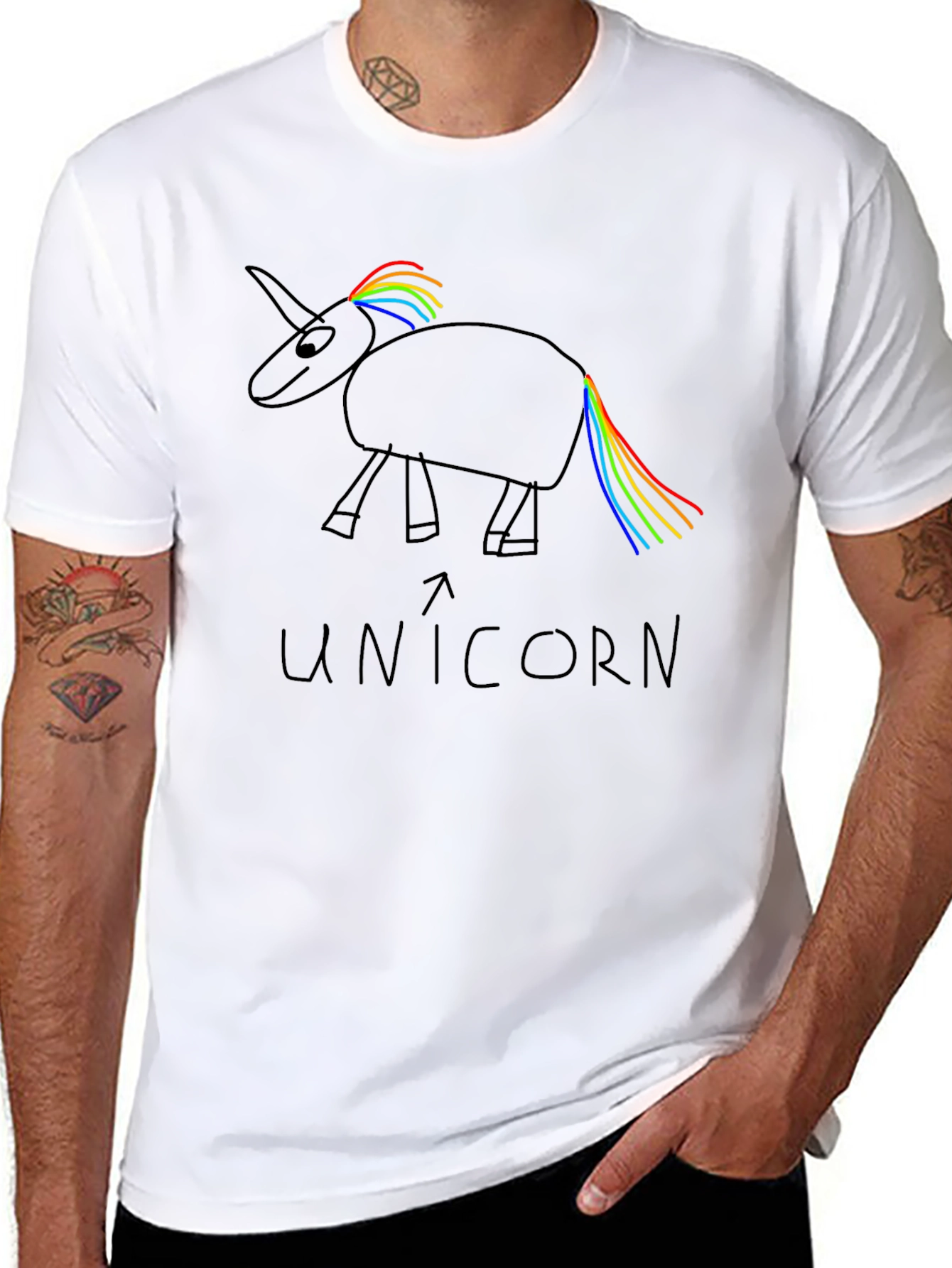 Black Funny Unicorn Graphic Tee - Black T-Shirt view 8