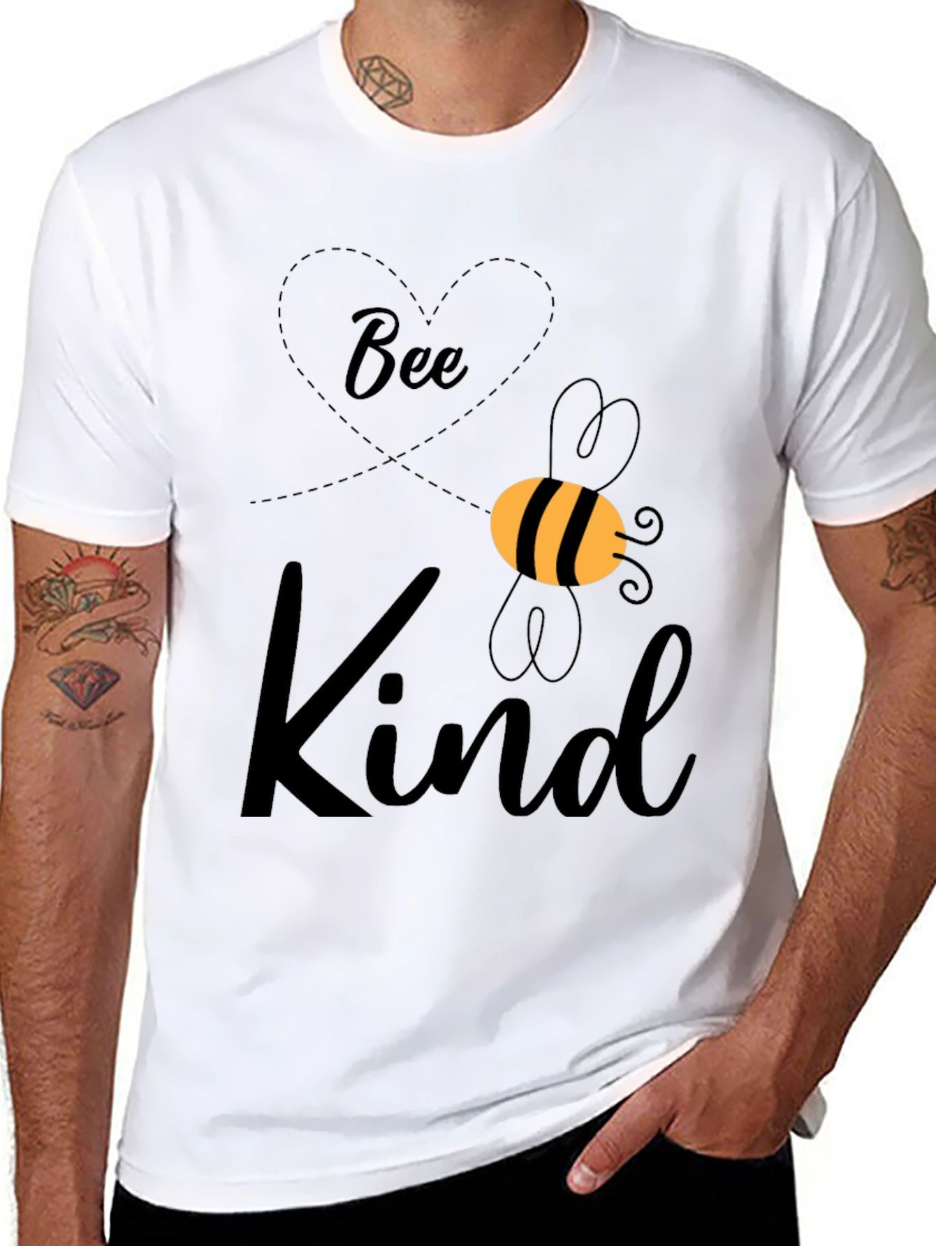 Black Bee Kind Graphic Tee - Unisex Black T-Shirt view 8