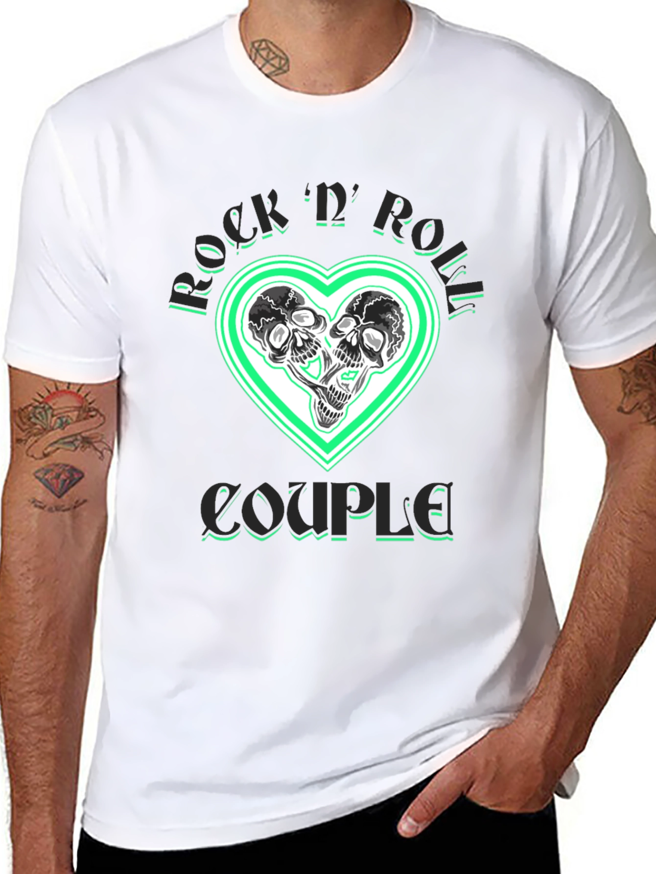 Black Rock 'n' Roll Couple T-Shirt view 8