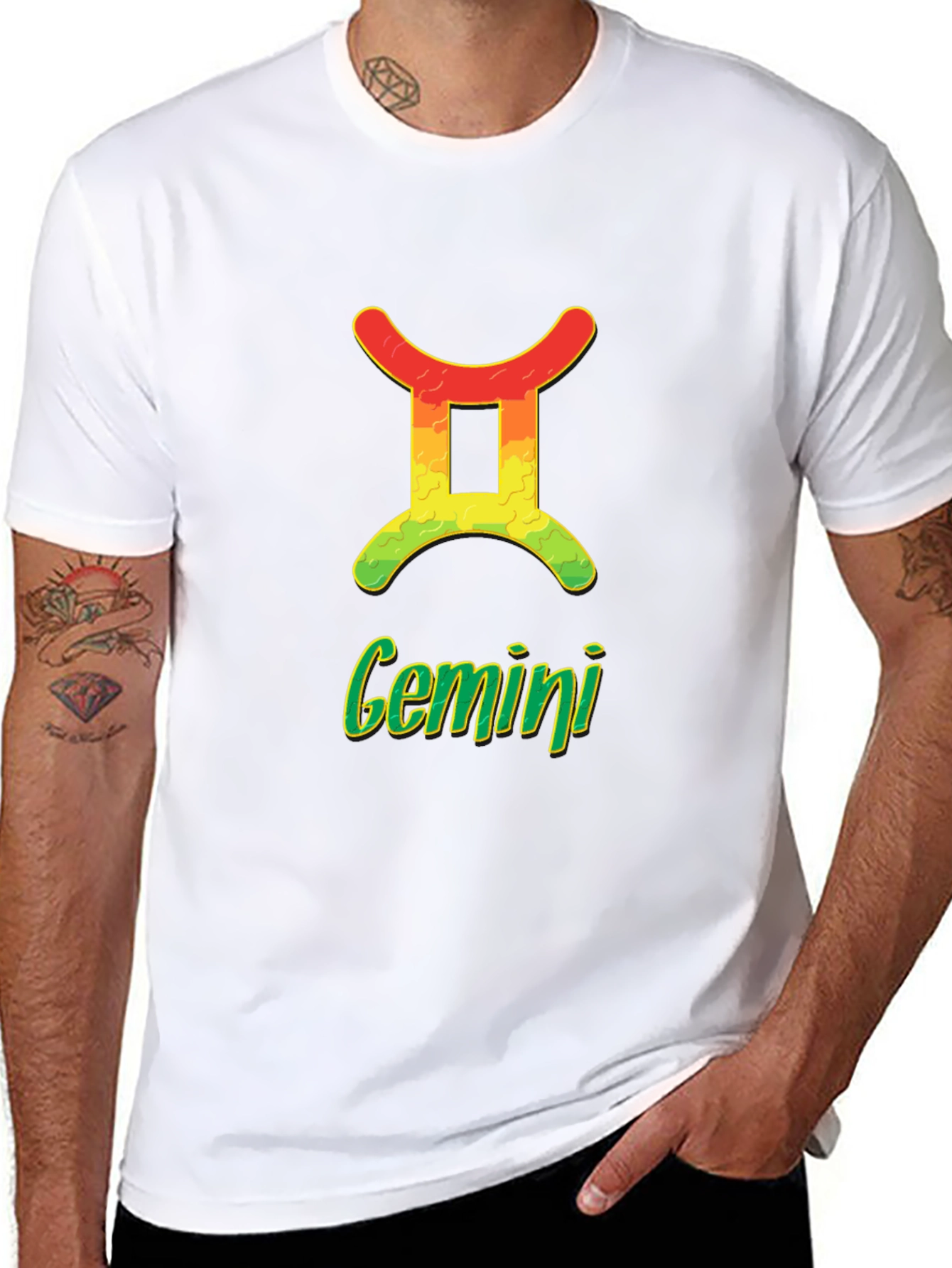 Black Gemini Zodiac Sign T-Shirt - Horoscope Tee view 8