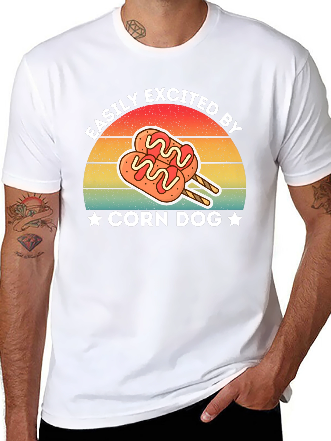 Black Corn Dog Lover T-Shirt - Easily Excited Graphic Tee view 8