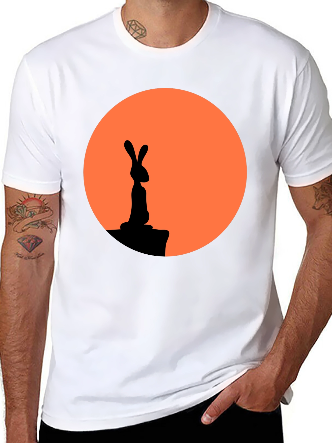 Black Rabbit Silhouette Graphic Tee view 8