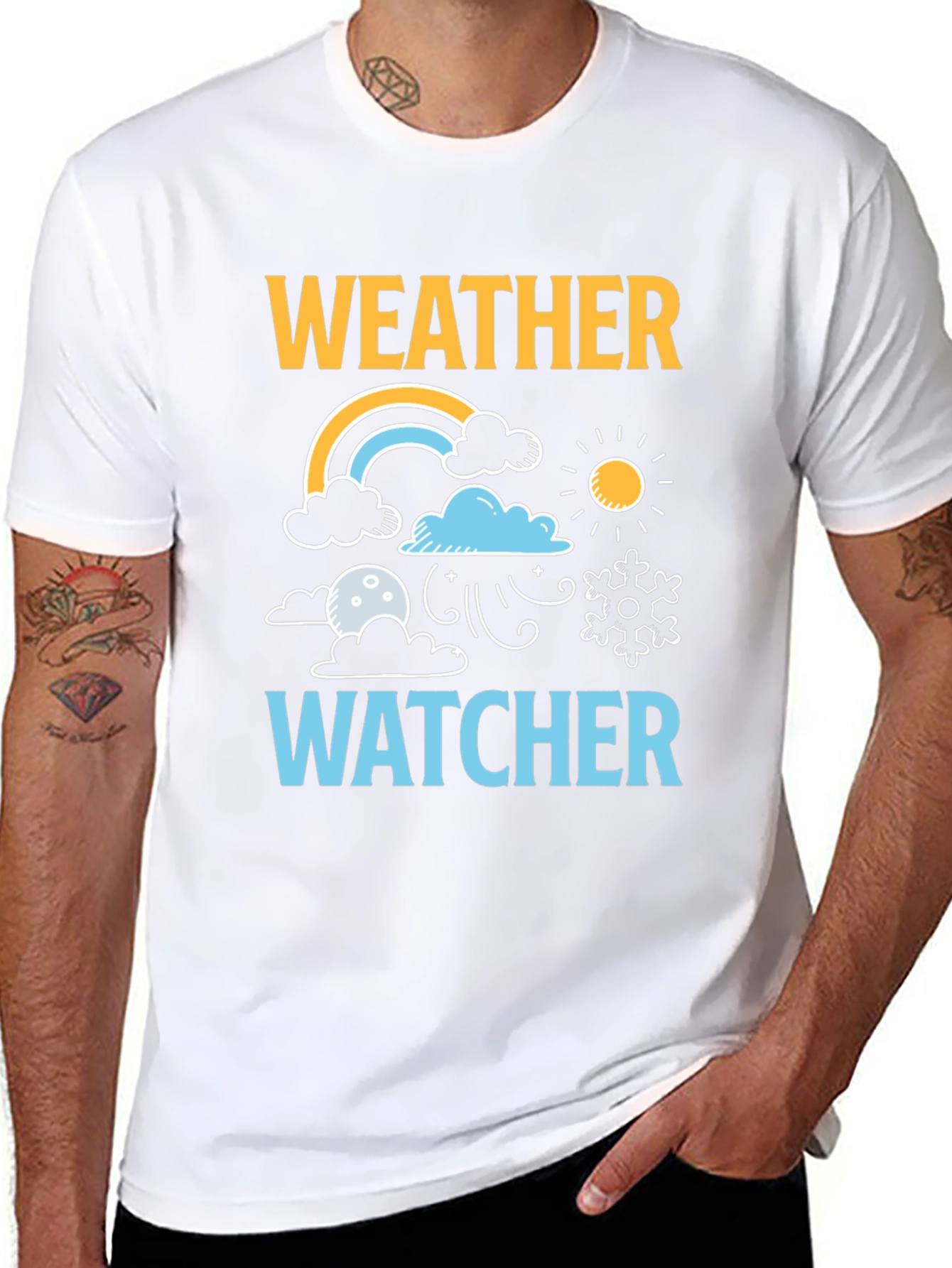 Black Weather Watcher Graphic T-Shirt view 8