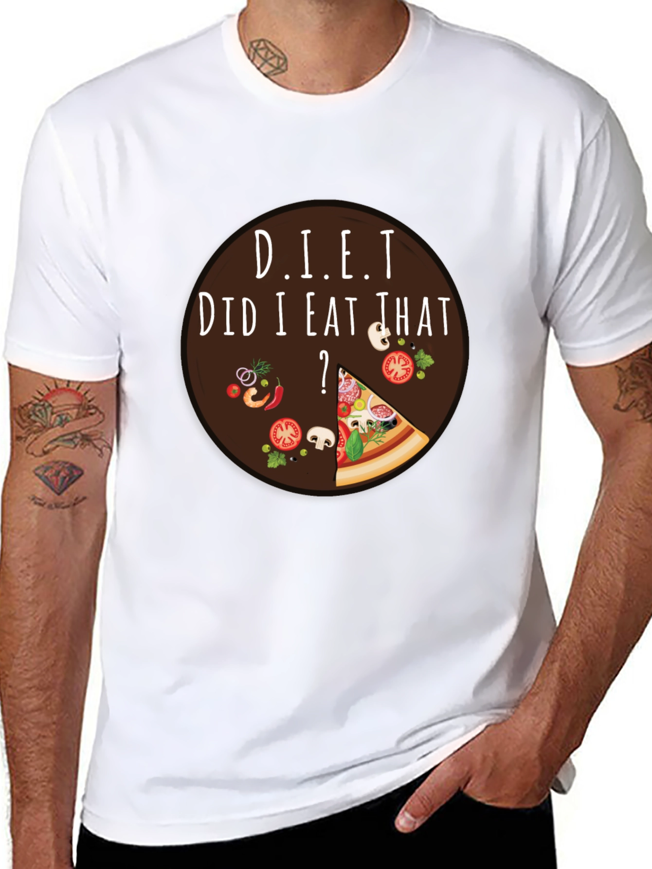Black Diet Did I Eat That Pizza T-Shirt view 8
